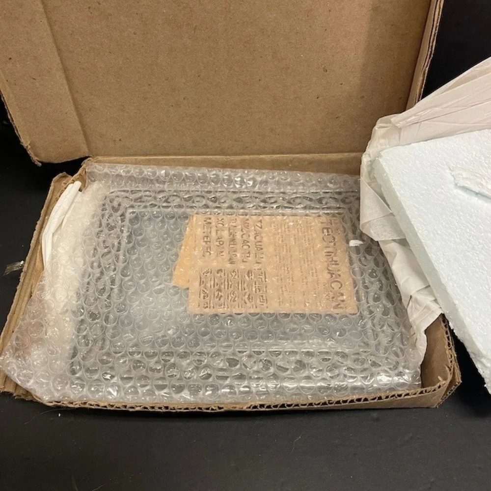 Vintage Teotihuacan Tlalminilolpan Mexican Pewter Frame NOS Original Box
